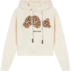*NWT* Palm Angels Leopard Bear Fitted Hoodie Off-white Brown
